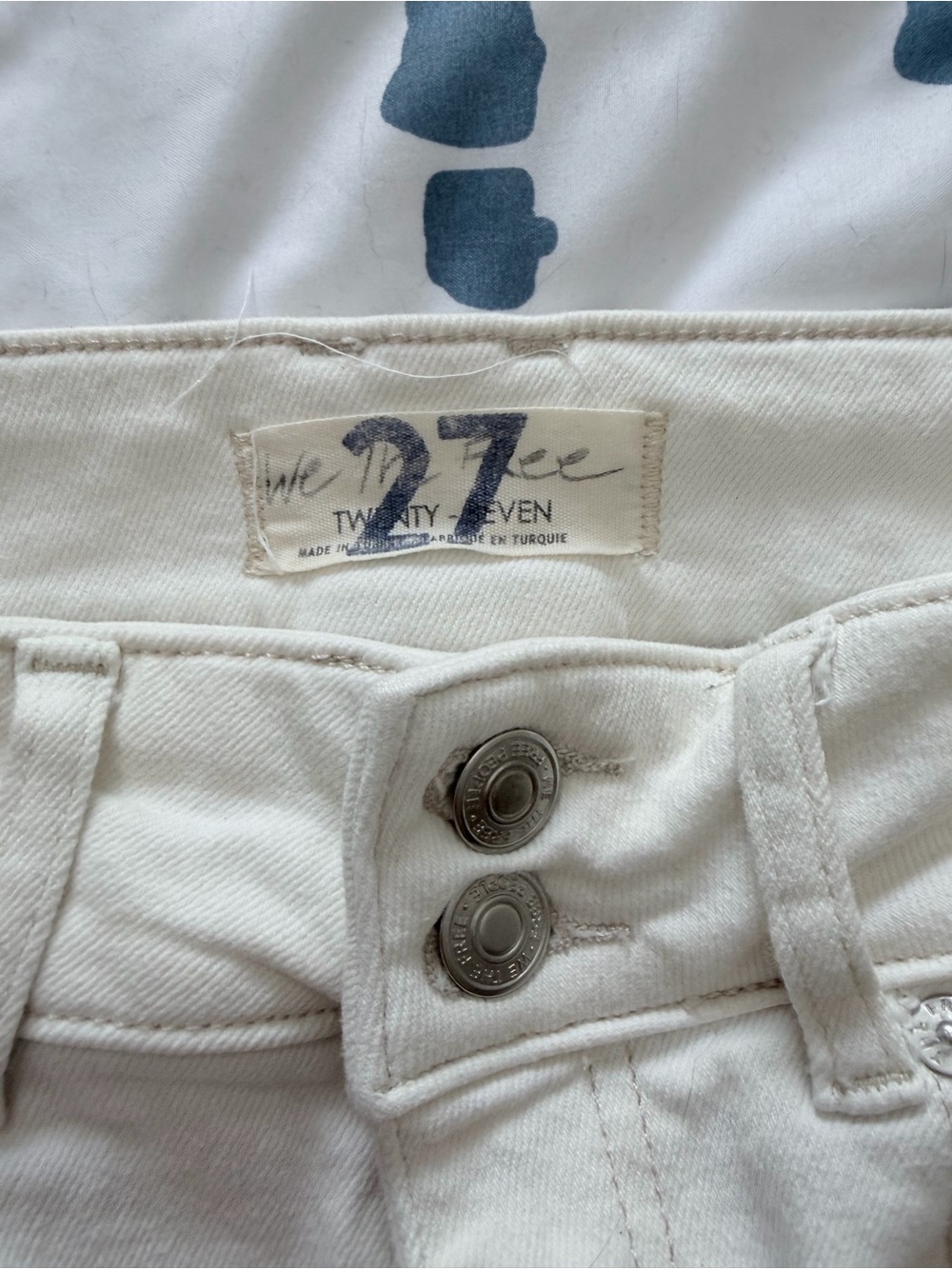 White FreePeople women’s designer 70’s Style Jeans - Button-Fly Slim Fit flare